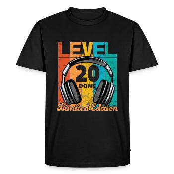 Anniversaire de jeu 20 ans Niveau 20 complet - T-shirt Premium bio Homme - noir - Devant - Nico (187cm)
