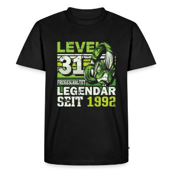 Niveau 31 débloqué légendaire depuis 1992 - T-shirt Premium bio Homme - noir - Devant - Nico (187cm)