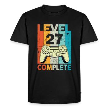 Niveau 27 Anniversaire de jeu complet - T-shirt Premium bio Homme - noir - Devant - Nico (187cm)