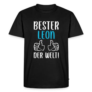 Léon Prénom Nom Anniversaire - T-shirt Premium bio Homme - noir - Devant - Nico (187cm)
