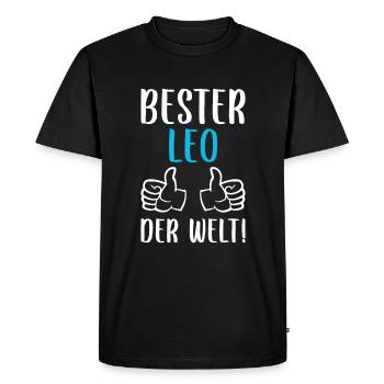 Léo Prénom Nom Anniversaire - T-shirt Premium bio Homme - noir - Devant - Nico (187cm)