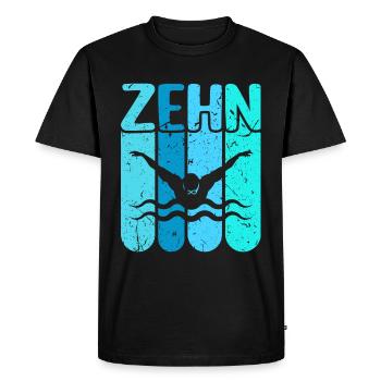 Schwimmen 10 Geburtstag Wasserratte Schwimm - Männer Premium Bio T-Shirt - Schwarz - Vorne - Nico (187cm)