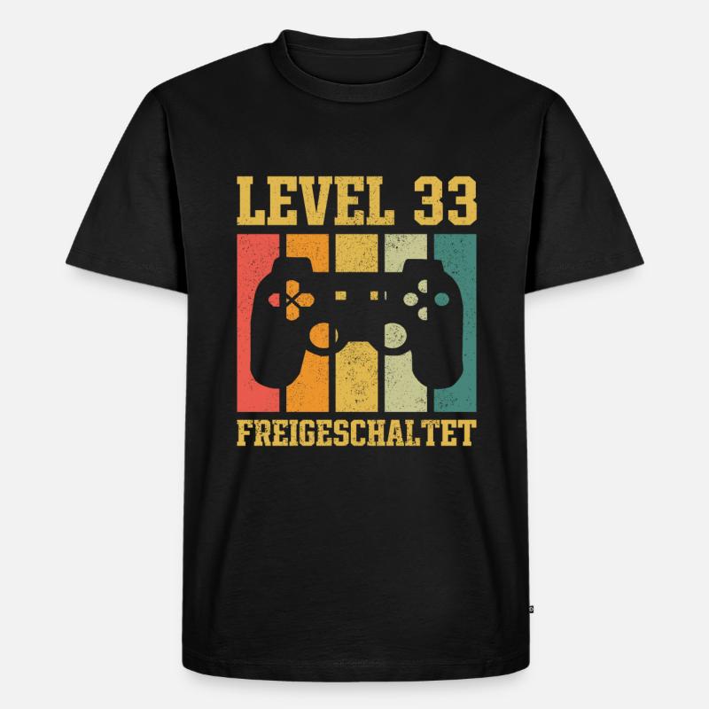 Level 33 freigeschaltet - Männer Premium Bio T-Shirt - Schwarz