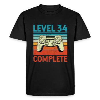Niveau 34 Terminé - T-shirt Premium bio Homme - noir - Devant - Nico (187cm)
