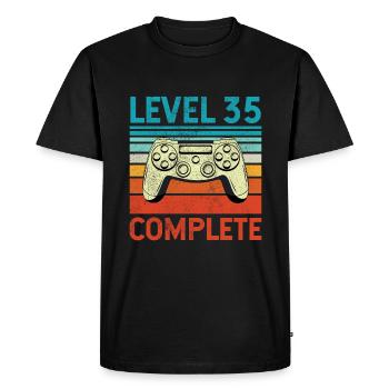 Niveau 35 terminé - T-shirt Premium bio Homme - noir - Devant - Nico (187cm)