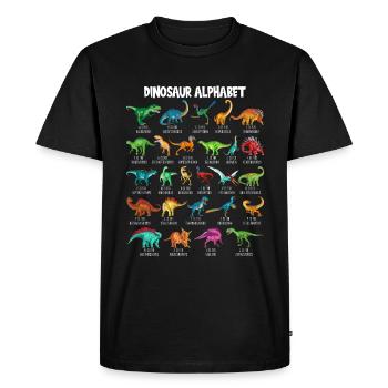 Mon alphabet de dinosaure enfants espèces Dino A-Z - T-shirt Premium bio Homme - noir - Devant - Nico (187cm)