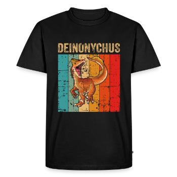 Deinonychus Dinosaure Enfants Dino Cadeau - T-shirt Premium bio Homme - noir - Devant - Nico (187cm)
