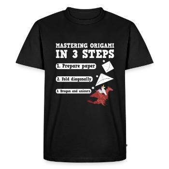 Origami Art Japonais Papier Pliable Grue - T-shirt Premium bio Homme - noir - Devant - Nico (187cm)