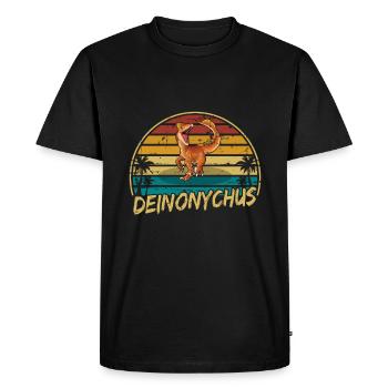 Deinonychus Dinosaur Children Dino Gift - Men's Premium Organic T-Shirt - black - Front - Nico (187cm)