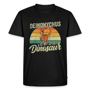 Deinonychus Dinosaur Children Dino Gift - Men's Premium Organic T-Shirt - black - Front - Nico (187cm)