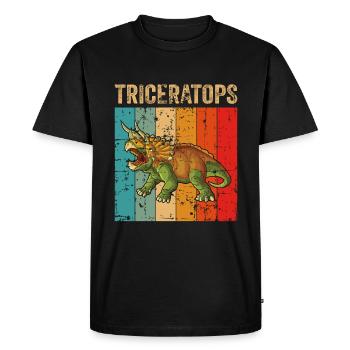Triceratops Dinosaur Children Dino Gift - Men's Premium Organic T-Shirt - black - Front - Nico (187cm)