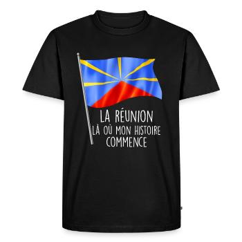 La Réunion mon histoire Mon île Cadeau Drapeau - T-shirt Premium bio Homme - noir - Devant - Nico (187cm)