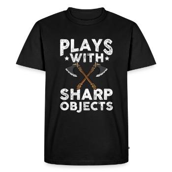Lancer une hache - T-shirt Premium bio Homme - noir - Devant - Nico (187cm)