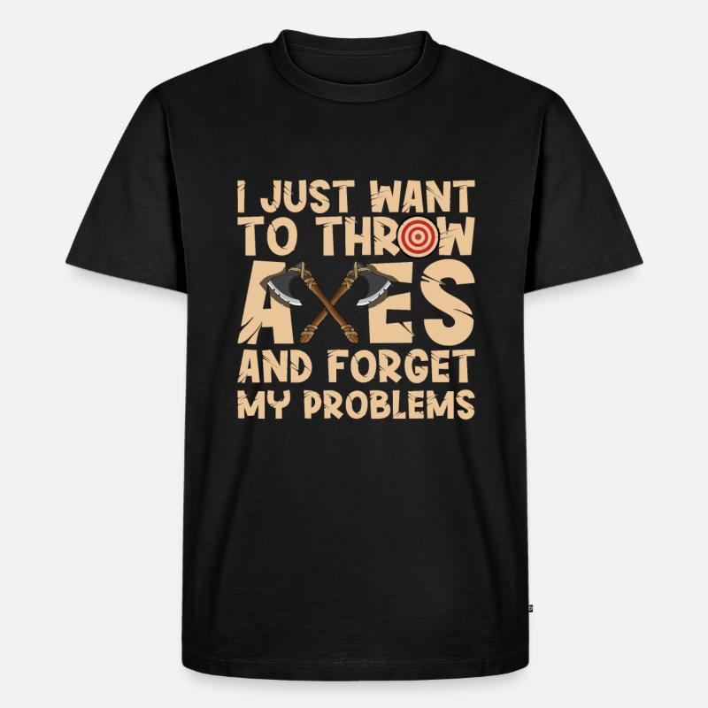 Axt Werfen - Männer Premium Bio T-Shirt - Schwarz