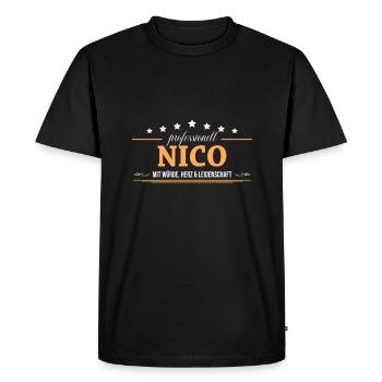 Professionnel Nico Nom Prénom - T-shirt Premium bio Homme - noir - Devant - Nico (187cm)