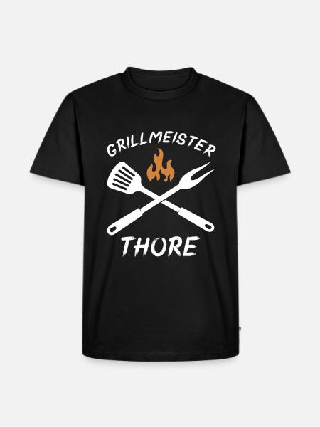 Grillmeister Thore - Männer Premium Bio T-Shirt - Schwarz