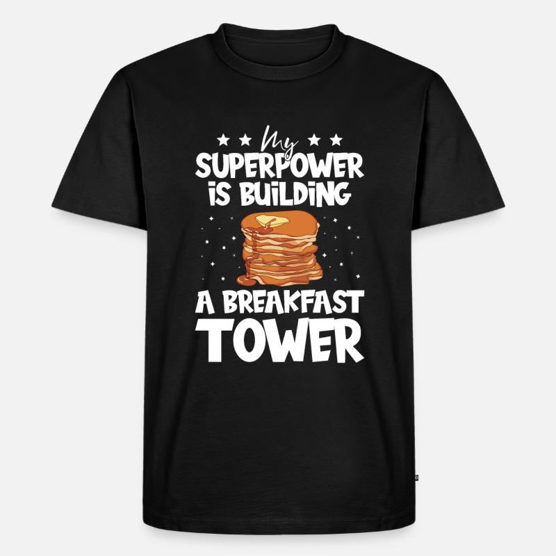 Pancakes - Männer Premium Bio T-Shirt - Schwarz