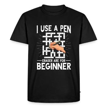 Résoudre des mots croisés - T-shirt Premium bio Homme - noir - Devant - Nico (187cm)