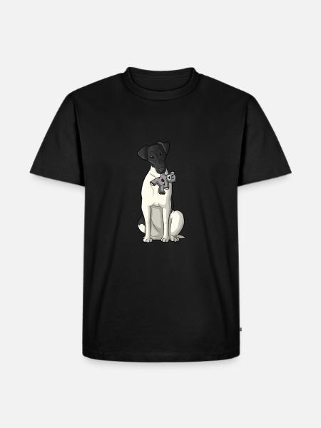 Glatthaar Foxterrier Hund - Männer Premium Bio T-Shirt - Schwarz
