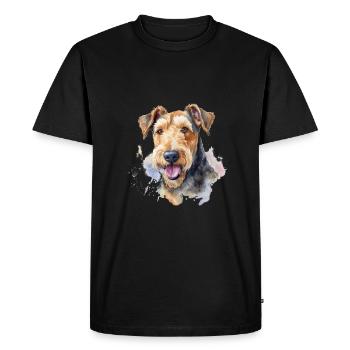 Airedale Terrier - T-shirt Premium bio Homme - noir - Devant - Nico (187cm)