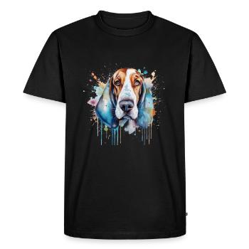 Basset Hound - T-shirt Premium bio Homme - noir - Devant - Nico (187cm)