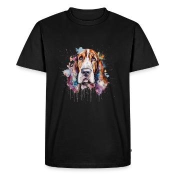 Basset Hound - T-shirt Premium bio Homme - noir - Devant - Nico (187cm)