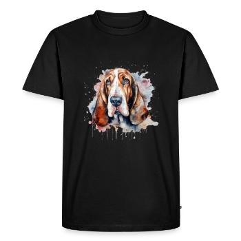 Basset Hound - T-shirt Premium bio Homme - noir - Devant - Nico (187cm)