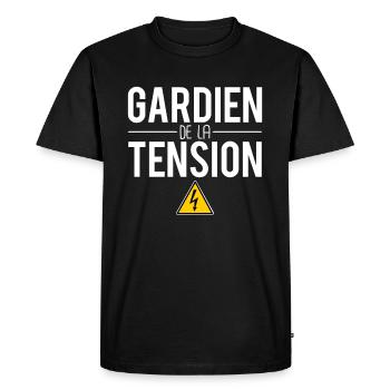 Gardien de la tension cadeau électricien humour - T-shirt Premium bio Homme - noir - Devant - Nico (187cm)