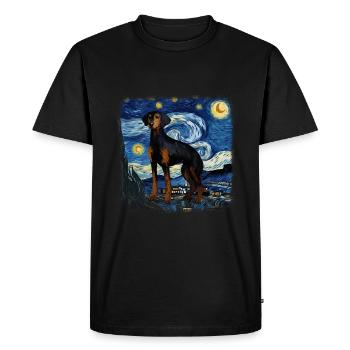 Black and Tan Coonhound Van gogh starry night - Men's Premium Organic T-Shirt - black - Front - Nico (187cm)