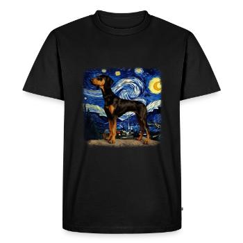 Black and Tan Coonhound Van gogh starry night - Men's Premium Organic T-Shirt - black - Front - Nico (187cm)