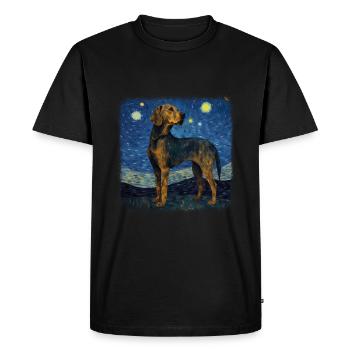 Black and Tan Coonhound Van gogh starry night - Men's Premium Organic T-Shirt - black - Front - Nico (187cm)