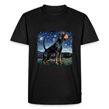 Black and Tan Coonhound Van gogh starry night - Men's Premium Organic T-Shirt - black - Front - Nico (187cm)