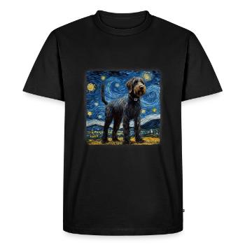 Pointer allemand à poil dur Van Gogh nuit étoilée - T-shirt Premium bio Homme - noir - Devant - Nico (187cm)