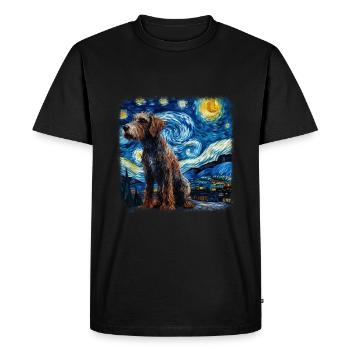 Pointer allemand à poil dur Van Gogh nuit étoilée - T-shirt Premium bio Homme - noir - Devant - Nico (187cm)