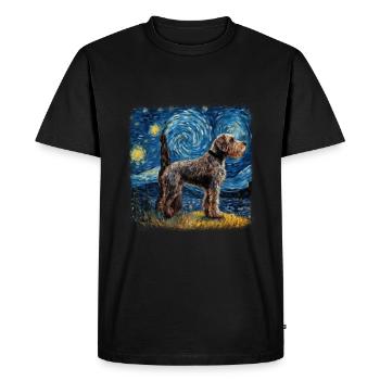 Pointer allemand à poil dur Van Gogh nuit étoilée - T-shirt Premium bio Homme - noir - Devant - Nico (187cm)
