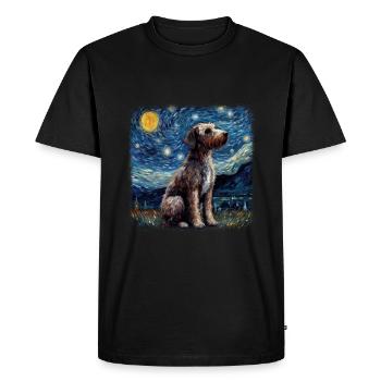 Pointer allemand à poil dur Van Gogh nuit étoilée - T-shirt Premium bio Homme - noir - Devant - Nico (187cm)
