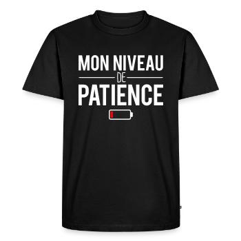 Mon niveau de patience impatient humour - T-shirt Premium bio Homme - noir - Devant - Nico (187cm)
