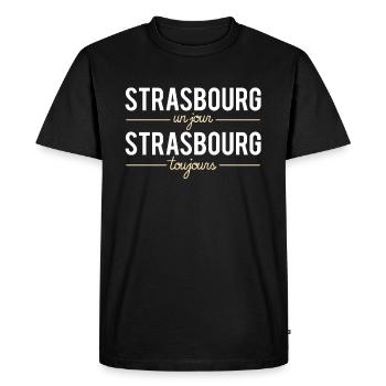 Strasbourg un jour strasbourg toujours ville - T-shirt Premium bio Homme - noir - Devant - Nico (187cm)