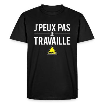 J'peux pas je travaille pause boulot humour - T-shirt Premium bio Homme - noir - Devant - Nico (187cm)