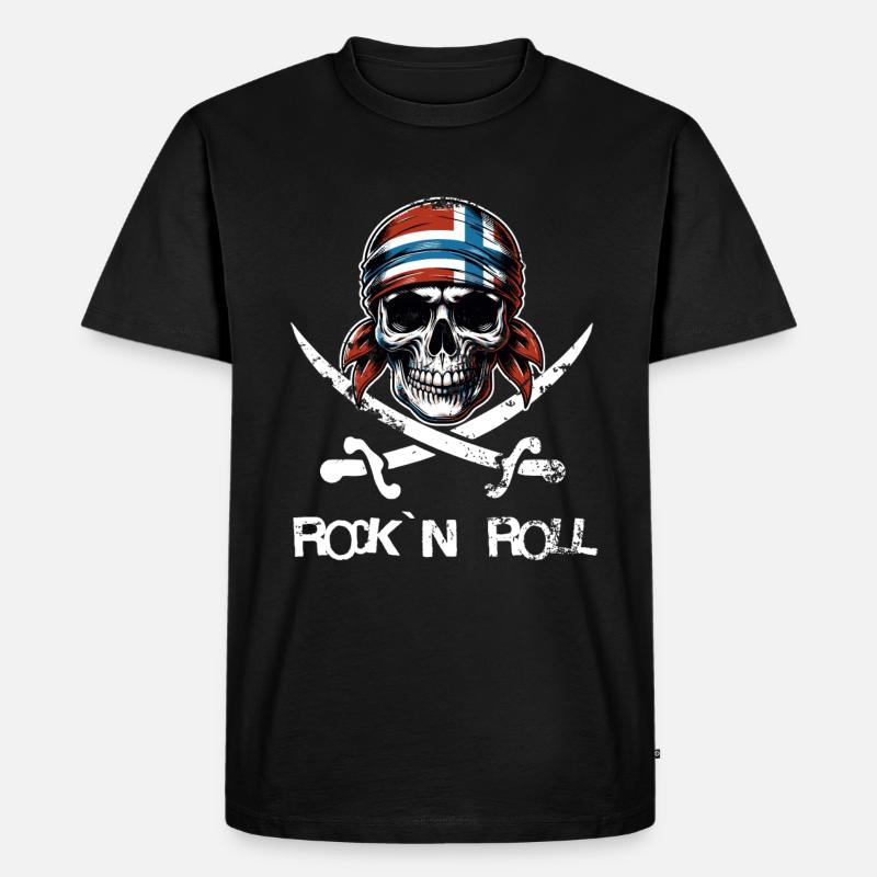 Skull Rockn Roll Norway - Männer Premium Bio T-Shirt - Schwarz