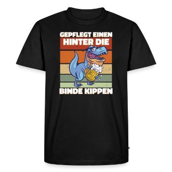 Saufen Bier Trinken - Lustiges Dinosaurier Saufen - Männer Premium Bio T-Shirt - Schwarz - Vorne - Nico (187cm)