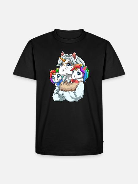 Enkelkinder und Großvater Einhörner - Männer Premium Bio T-Shirt - Schwarz