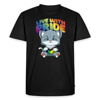 LGBTQ Cat Progressiv Pride - Transgender - Männer Premium Bio T-Shirt - Schwarz - Vorne - Nico (187cm)