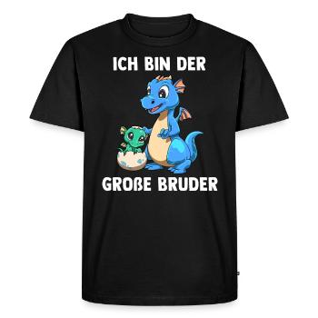 Drachen Großer Bruder - Ich bin der große Bruder - Männer Premium Bio T-Shirt - Schwarz - Vorne - Nico (187cm)
