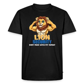 Bodybuilding Lion Security Dad Dont Mess With My - Männer Premium Bio T-Shirt - Schwarz - Vorne - Nico (187cm)