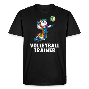 Volleyball Trainer - Niedliches Volleyball Einhorn - Männer Premium Bio T-Shirt - Schwarz - Vorne - Nico (187cm)