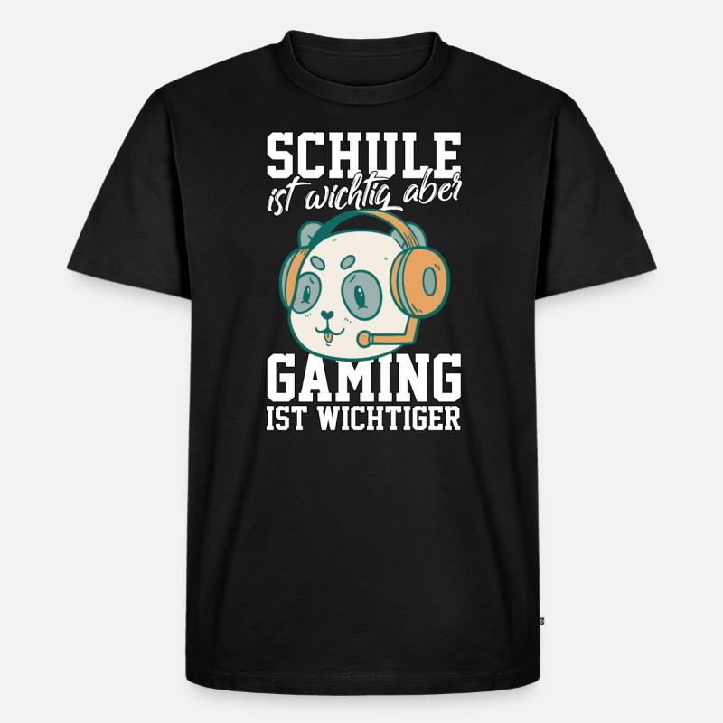 Gaming Pandabär - Computerspiele Videospiele - Männer Premium Bio T-Shirt - Schwarz