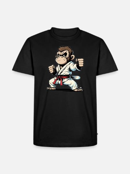 Wütender Karate-Affe Keikogi - Japanischer - Männer Premium Bio T-Shirt - Schwarz