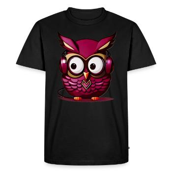 Owl Dark Purple Headphones - Men's Premium Organic T-Shirt - black - Front - Nico (187cm)