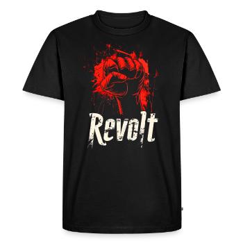 Revolt Red Hand - Men's Premium Organic T-Shirt - black - Front - Nico (187cm)
